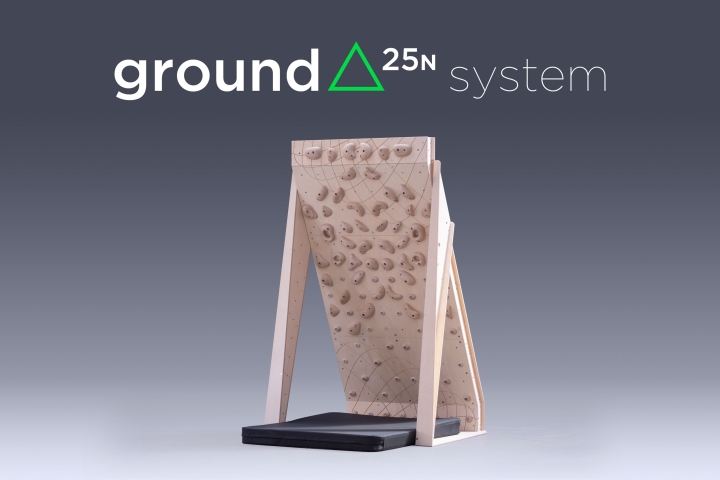 complete self assembly kit for home climbing with 25 degree 4ft wide wall, holds and mat